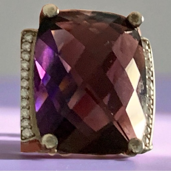 David Yurman 925 silver Amethyst and diamond classic cable rope ring.  4 cables - Picture 5 of 15